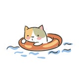 Schizzo sveglio di salvagente di vettore del gatto di scarabocchio piccolo royalty illustrazione gratis Schizzo sveglio di salvagente di vettore del gatto di scarabocchio piccolo royalty illustrazione gratis