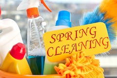 Schließen Sie herauf Satz für spring cleaning stockfotos Schließen Sie herauf Satz für spring cleaning stockfotos