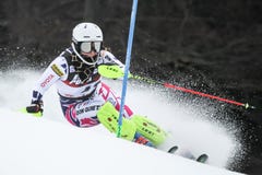 Schnee-Königin-Trophäe 2019 - Damen-Slalom stockfoto Schnee-Königin-Trophäe 2019 - Damen-Slalom stockfoto
