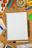 School Accessories And Checked Notebook Stock Photography School Accessories And Checked Notebook Stock Photography