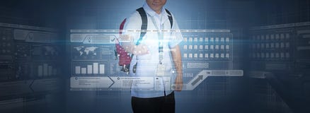 School boy using virtual screen royalty free stock photos School boy using virtual screen royalty free stock photos