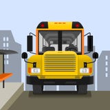 School Bus on Road stock illustration School Bus on Road stock illustration