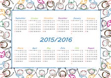 School calendar. On new year school from 2015 to 2016 year stock illustration School calendar. On new year school from 2015 to 2016 year stock illustration