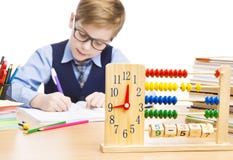 School Child Pupil Education, Clock Abacus, Students Boy Writing royalty free stock images School Child Pupil Education, Clock Abacus, Students Boy Writing royalty free stock images