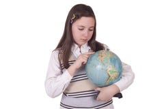 School Girl Holding A Globe Royalty Free Stock Photo