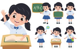 School Girl Student Vector Character Set Back To School Kid Cartoon Character Wearing Uniform Clipart And Illustrations School Girl Student Vector Character Set Back To School Kid Cartoon Character Wearing Uniform Clipart And Illustrations