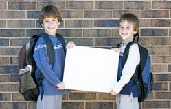 School Kids Holding Blank Sign