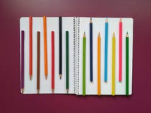 School material in composition on purple background stock photos School material in composition on purple background stock photos