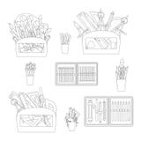 School stationery and art supplies, vector set stock illustration School stationery and art supplies, vector set stock illustration