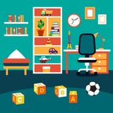 School student boy kid room interior vector illustration School student boy kid room interior vector illustration