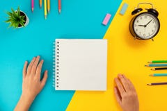 Colored pencils, notepad as a concept of learning. stock photos Colored pencils, notepad as a concept of learning. stock photos