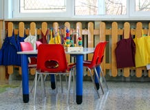 school table with chairs and toys inside a School royalty free stock photos school table with chairs and toys inside a School royalty free stock photos