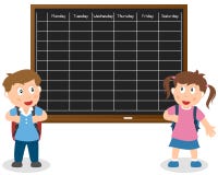 Schule-Zeitplan mit Kindern stock abbildung Schule-Zeitplan mit Kindern stock abbildung