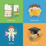 Schulkonzept- des Entwurfessatz mit flachen Ikonen der Bildungsdiplom-Studie stock abbildung Schulkonzept- des Entwurfessatz mit flachen Ikonen der Bildungsdiplom-Studie stock abbildung