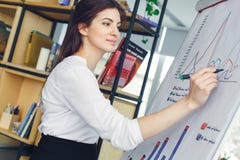 Schwangere Geschäftsfrau, die an Bord an der stehenden Zeichnung der Büromutterschaft arbeitet stockfotografie Schwangere Geschäftsfrau, die an Bord an der stehenden Zeichnung der Büromutterschaft arbeitet stockfotografie