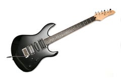 Rote Elektrische Gitarre Mit Sechs Zeichenketten Stockfoto - Bild von