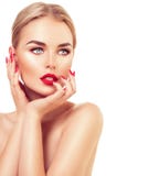 Schöne Mode-Modell-Frau mit dem blonden Haar lizenzfreie stockfotografie Schöne Mode-Modell-Frau mit dem blonden Haar lizenzfreie stockfotografie