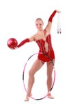 Schöner Mädchen Gymnast mit einer Kugel lizenzfreies stockbild Schöner Mädchen Gymnast mit einer Kugel lizenzfreies stockbild