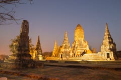 Schöner Wat Chai Watthanaram-Tempel in Ayutthaya Thailand Lizenzfreies Stockbild Schöner Wat Chai Watthanaram-Tempel in Ayutthaya Thailand Lizenzfreies Stockbild