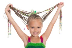 Schönes Mädchen, das ihre Dreadlocks hält Lizenzfreie Stockfotos Schönes Mädchen, das ihre Dreadlocks hält Lizenzfreie Stockfotos