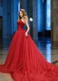Schönheit in einem roten langen Kleid und in einer goldenen Krone im GR Lizenzfreie Stockbilder Schönheit in einem roten langen Kleid und in einer goldenen Krone im GR Lizenzfreie Stockbilder