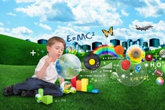 Science, Math, Art And Music Bubble Boy Stock Photo Science, Math, Art And Music Bubble Boy Stock Photo