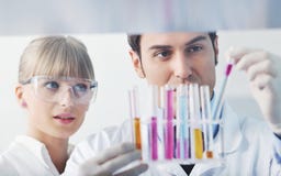 Science People In Bright Lab Stock Photo