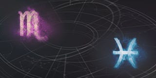 Scorpio and Pisces horoscope signs compatibility. Night sky Abst. Ract background stock photo Scorpio and Pisces horoscope signs compatibility. Night sky Abst. Ract background stock photo