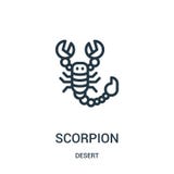 scorpion icon vector from desert collection. Thin line scorpion outline icon vector illustration. Linear symbol for use on web and stock illustration scorpion icon vector from desert collection. Thin line scorpion outline icon vector illustration. Linear symbol for use on web and stock illustration
