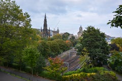 The Scott monument and the train tracks in Edinburgh royalty free stock image The Scott monument and the train tracks in Edinburgh royalty free stock image
