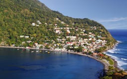 Scotts Head fishing village in Dominica, Caribbean Islands Royalty Free Stock Photos Scotts Head fishing village in Dominica, Caribbean Islands Royalty Free Stock Photos