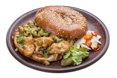Screpolatura-screpolatura del panino con il curry del pollo immagini stock libere da diritti Screpolatura-screpolatura del panino con il curry del pollo immagini stock libere da diritti