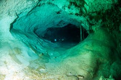 Scuba diving in the Cenote Dos Ojos, Mexico stock image Scuba diving in the Cenote Dos Ojos, Mexico stock image