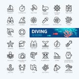 Scuba Diving and Snorkeling - minimal thin line web icon set. Outline icons collection Vector Illustration Scuba Diving and Snorkeling - minimal thin line web icon set. Outline icons collection Vector Illustration