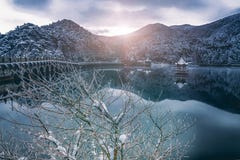 Scène de Lac-neige de Lulin de neige dans le bâti Lu images stock Scène de Lac-neige de Lulin de neige dans le bâti Lu images stock