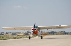 The Piper PA-18-150 Super Cub airplane in Sde-Teyman Airport royalty free stock images The Piper PA-18-150 Super Cub airplane in Sde-Teyman Airport royalty free stock images
