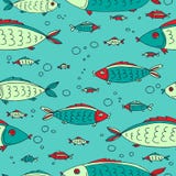 Sea animals-15. Cute fish seamless pattern. Design element for gift wrap, textile print or home decor. Hand drawn style stock illustration Sea animals-15. Cute fish seamless pattern. Design element for gift wrap, textile print or home decor. Hand drawn style stock illustration