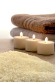 Sea Bath Salts and Burning Candles in a Spa stock image Sea Bath Salts and Burning Candles in a Spa stock image