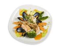 Sea Food And Vegetables On Plate Stock Image