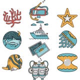 Sea leisure flat design icons vector illustration Sea leisure flat design icons vector illustration