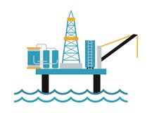 Sea oil rig offshore platform technology flat vector illustration. stock illustration Sea oil rig offshore platform technology flat vector illustration. stock illustration