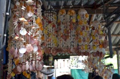 Sea shell home decor at a village market in Thailand stock image Sea shell home decor at a village market in Thailand stock image