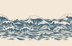 Sea waves sketch pattern