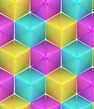 Seamless abstract colorful background. Made of cubes and hexagons stock illustration Seamless abstract colorful background. Made of cubes and hexagons stock illustration