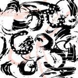 Seamless abstract pattern with hand drawn shapes and elements. Vector trendy texture. Bright creative fabric design Royalty Free Stock Photos