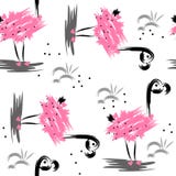 Seamless abstract pattern with pink flamingo vector illustration Seamless abstract pattern with pink flamingo vector illustration