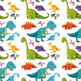 Seamless background with many dinosaurs stock illustration Seamless background with many dinosaurs stock illustration