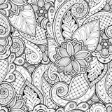 Seamless background in vector with doodles, flowers and paisley.