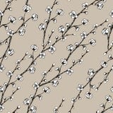 Seamless Black And White Pattern Of Decorative Flowers. Cute Twigs. Print For Fabric And Other Surfaces. Illustration Drawn By Stock Photography