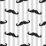 Seamless Black Vector Mustache And Blue Stripes Ba Royalty Free Stock Photography